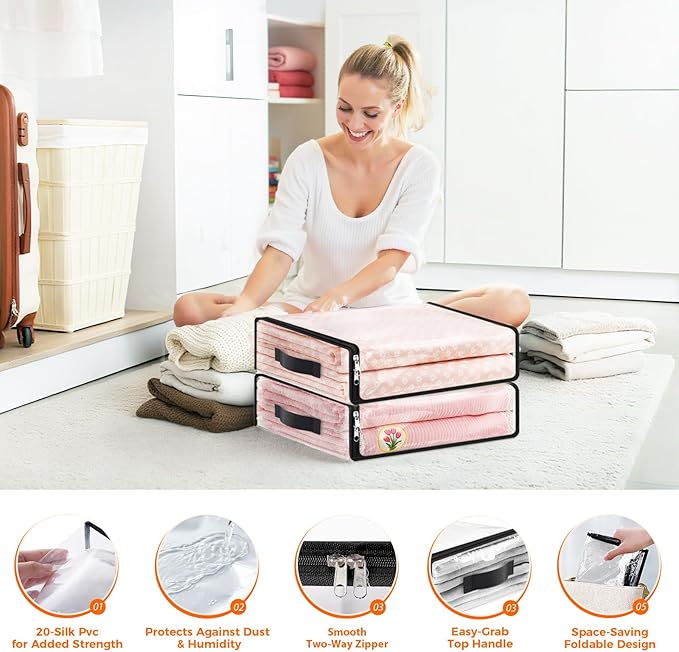 8 Pack Clear Storage Bags, 15.7x13.8x3.9 Inch