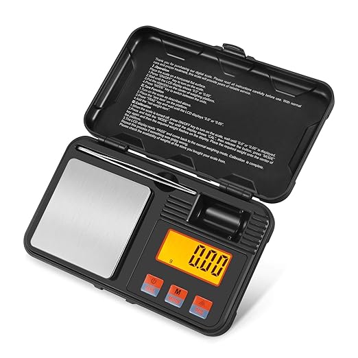Flexzion Pocket Scales Digital Weight Grams 50g / 0.01g – Mini Portable Food Scale with LCD Display, 6 Units, Tare, Tweezers & 50g Calibration Weight – Stainless Steel Portable Scale