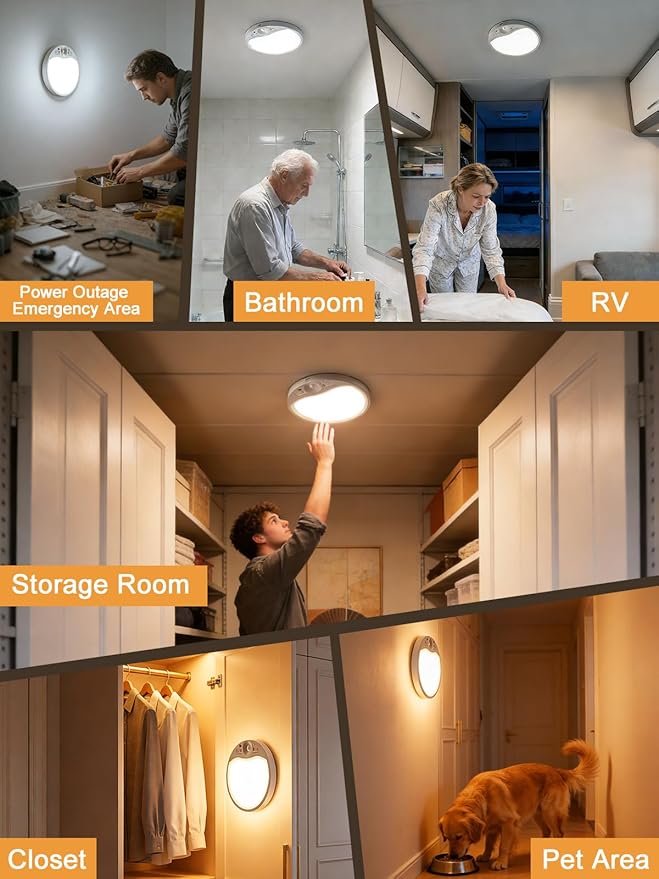 TANBABY 8000mAh Motion Sensor Ceiling Light with Remote, 3CCT Magnetic Battery Operated, 7'' Ultra Slim, Adjustable Timer 30/60/120s for Closet, Hallway, Stairs, Entryway, Pantry, Garage（2 Pack）