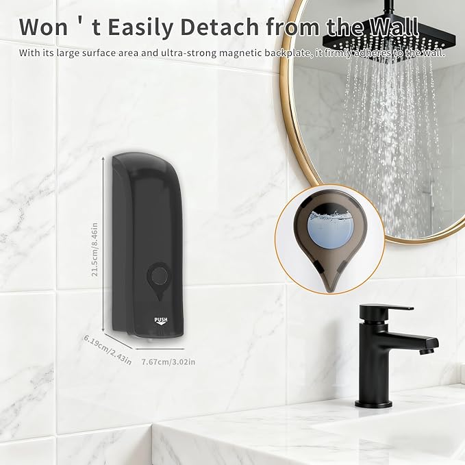 Shampoo Conditioner Body Wash Dispenser, Wall-Mounted Shower Soap Dispenser 10fl.oz/300ml, No Drill Refillable Bathroom soap Dispenser for Bathroom,Kitchen,Hotel and Airbnb,White CD-1049
