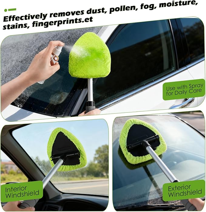 8PCS Windshield Cleaner Tool, Car Windshield Cleaner Tool with Extendable Handle 180° Rotation