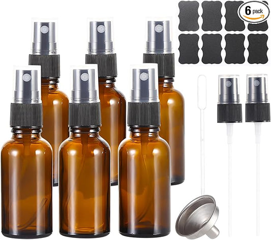 1 oz ml Amber Glass Spray Bottles,Small Empty Fine Mist Refillable Travel Spray Bottle for Cleaning,Perfume,Aromatherapy,Cosmetic Sprays,Hair