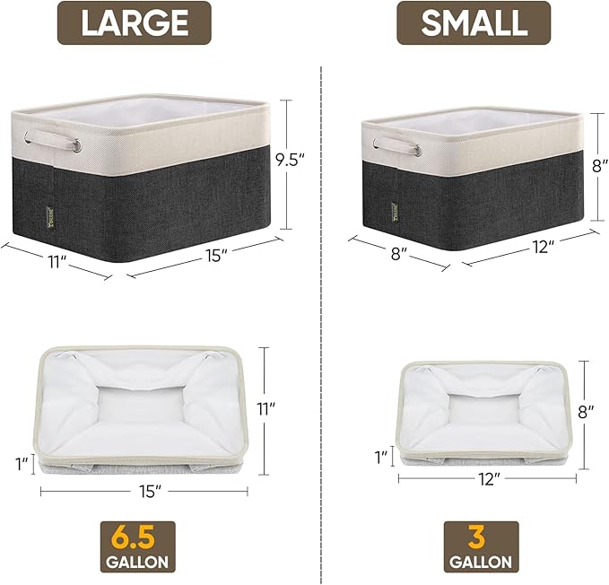 1 Pack Fabric Closet Storage Bins for Shelves, Black, 15''x11''x9.5''