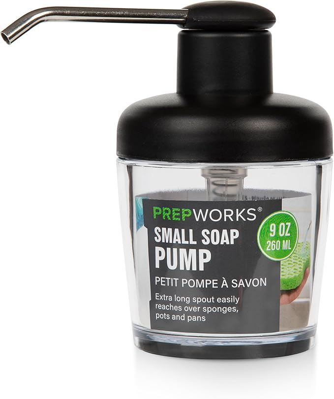 PrepWorks Soap Pump, 9 Ounce – Multicolor, Stylish and Convenient Soap Dispenser for Kitchen or Bathroom