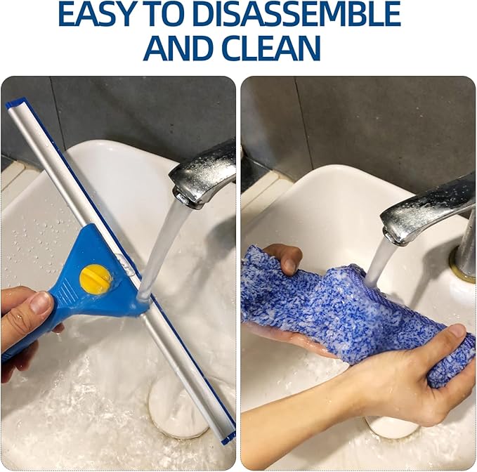 Professional Window Cleaning kit, 2-in-1 Window Squeegee with 122" Extension Poles, Suitable for Indoor & Outdoor Windows, High Glass, High Windows
