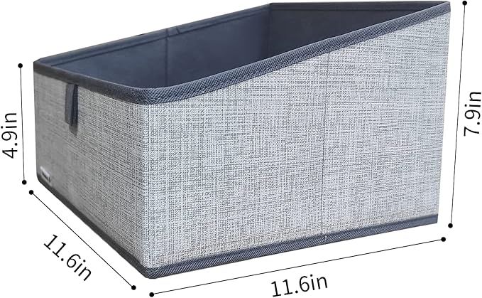 3 Packs Closet Storage Bins - Trapezoid Large Storage Box - Foldable Fabric Baskets for Organizing Clothes - Baby Toiletry, Toys, Towel, DVD, Book (1# Dark Grey, 11.6 x 11.6 x 7.9 inches)