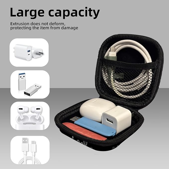 Square Data Cable Earbud Charger Coin Storage Bag Shockproof and Drop-Proof EVA Material Compatible with AirPod(Dog Paw Print and Star)