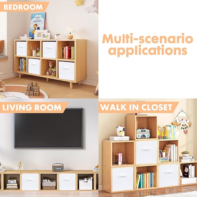 ShellKingdom Storage Bins, Foldable Fabric Storage Cubes and Cloth Organizer Drawer for Closet and Toys, 2 Pack (White)