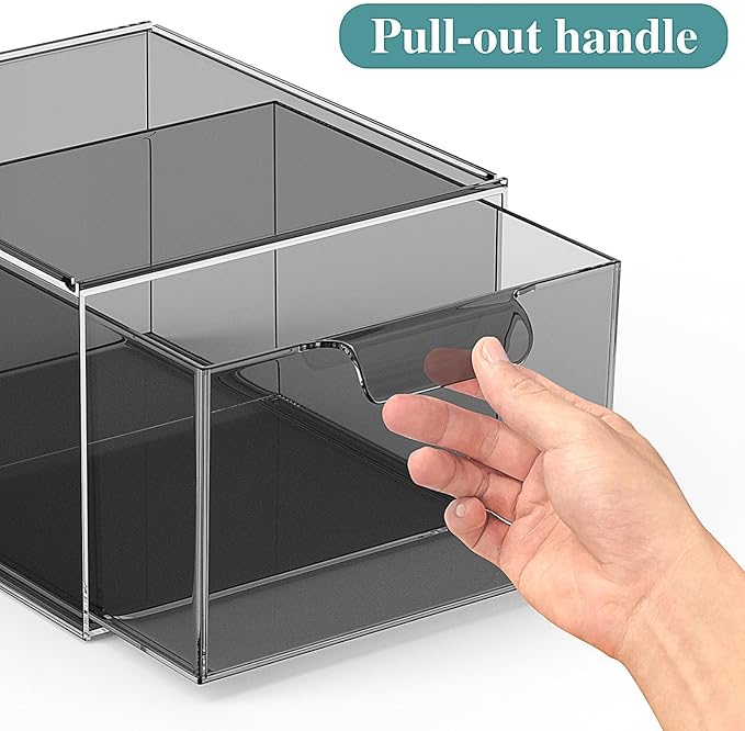 4 Pack Stackable Makeup Organizer and Storage, Black