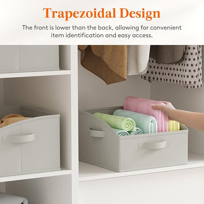 Lifewit Trapezoid Closet Storage Bins for Shelf, 6 Packs Non-woven Closet Organizer Baskets with Handles
