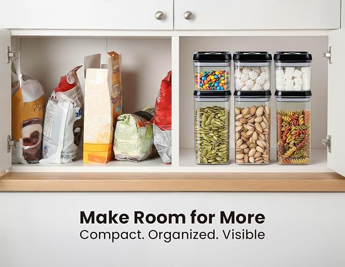 Felli Flip Tite Food Storage Container 5" LARGE Size Airtight Lid Lock Top, Stackable Kitchen Canister for Space Saving