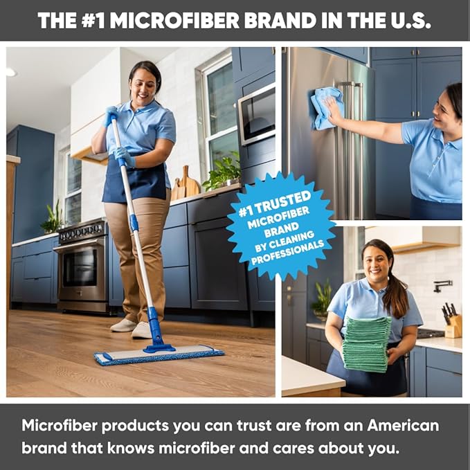 Microfiber Wholesale 18 inch Microfiber Mop Pads - Machine Washable, Reusable, Refills & Replacement Wet Mop Heads Compatible with Any Microfiber Flat Mop System (3 Pack)