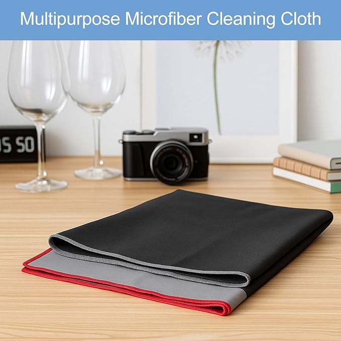 6 Pcs 19.6 x 23.6 Inch Large Microfiber Polishing Cloths Cleaning Cloths Lint-Free Drying Towels for Wine Glasses, Stemware, Glassware, Windows, Stainless Steel (Black, Gray)