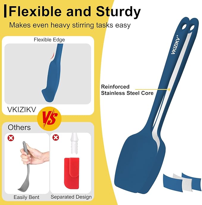 4 Pack Silicone Spatulas, 11.4 In, High Heat Resistant, BPA Free Rubber Spoon Spatula Set for Cooking, Baking, Mixing, Flexible Kitchen Utensils for Nonstick Cookware, Seamless (Multicolor)