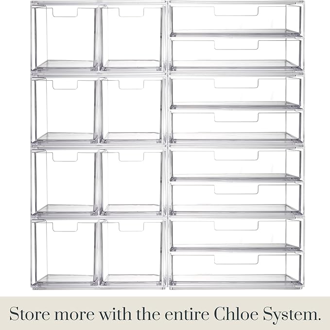 Chloe Space-Saving Clear Drawer Organizer (4 Drawer Set) Sort Office, Kitchen