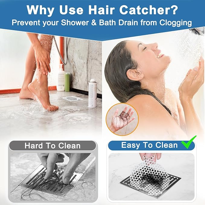 INVIHUG, 25 Pack, Disposable Shower Drain Hair Catcher Mesh Stickers, Disposable Hair Drain Catcher.(White,4.1inch), Hc2-4.1inRound-25