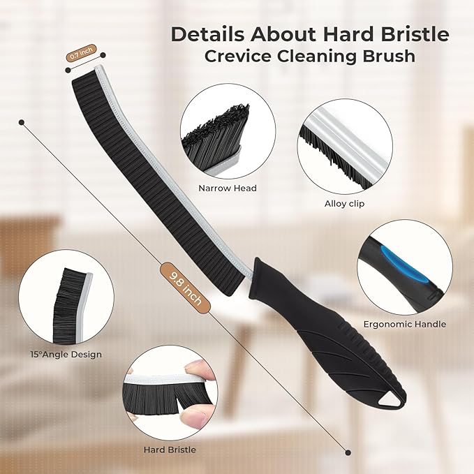 TQRR Cleaning Brush-Hard Crevice Cleaning Brushes, Multifunctional Window Groove Brushes, Grout Brush, Cleaning Tool for Bathroom, Kitchen, Toilet, Tile, Sink, Home (6, Black)