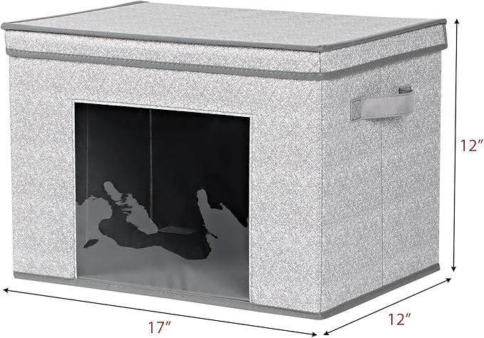 Univivi Foldable Fabric Storage Boxes Large Storage Bins with Lids [4-Pack] Collapsible Storage Cube Organizer, Closet & Bedroom Organization Containers, Home Storage Cube Box (Gray, 17“ x 12” x 12")