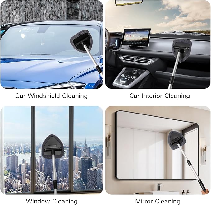 Qydipclin 11pc Windshield Cleaning Kit - 6 Microfiber Pads, 2 Bottles