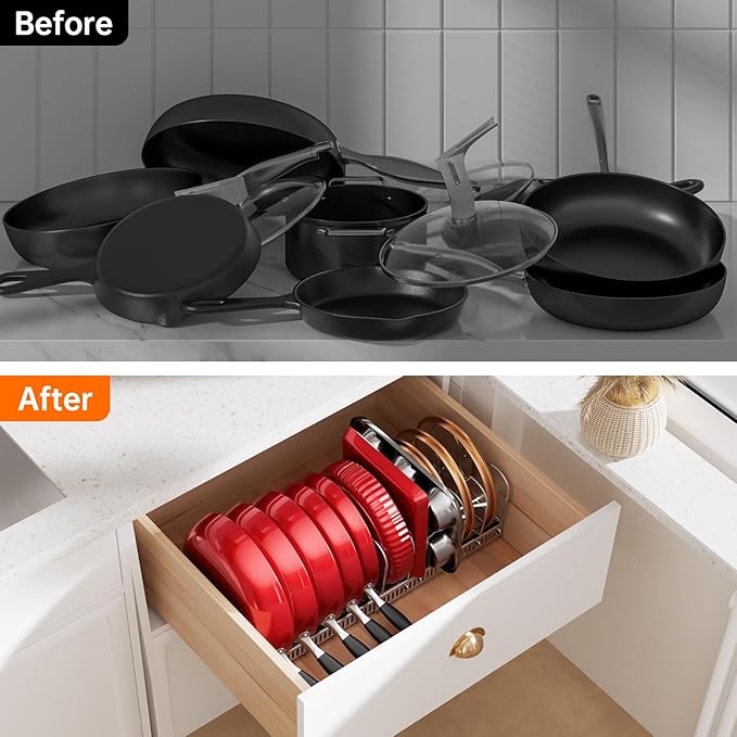 Pot Rack, Expandable Pots and Pans Organizer under Cabinet