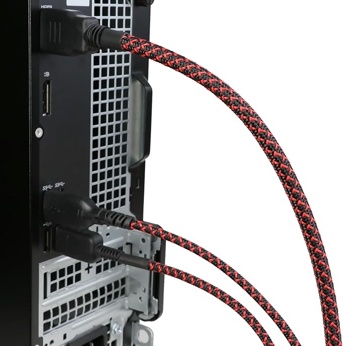25ft PET Expandable Braided Cable Sleeve 1/2inch(12mm) Pet Braided Cable Sleeve for Audio Video Device Wire Automotive Wire (Black Red)