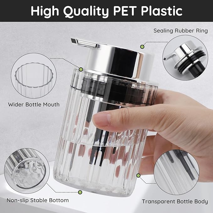 Segbeauty Clear Foaming Soap Dispenser, 2 Pack 10.1oz Refillable Plastic Hand Soap Lotion Dispenser Set, 300ml Bathroom Soap Dispenser Wide Mouth Foaming Pump Bottle Foam Soap Dispenser for Kitchen