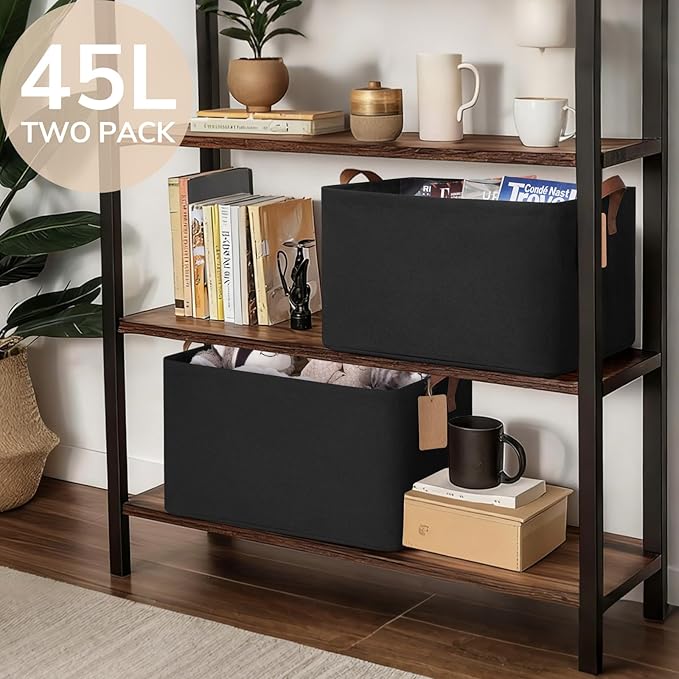Storage Baskets for Shelves, Extra Large Closet Storage Bins with Metal Frame