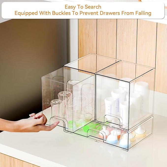 3 Set Clear Baby Bottle Organizer for Countertop