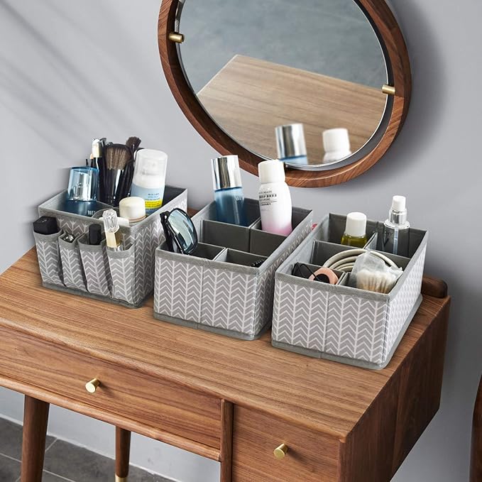 VERONLY Cosmetic Storage Bins Makeup Organizer, Adjustable Multifunction Storage Box Desk Drawer Divider for Makeup Brushes
