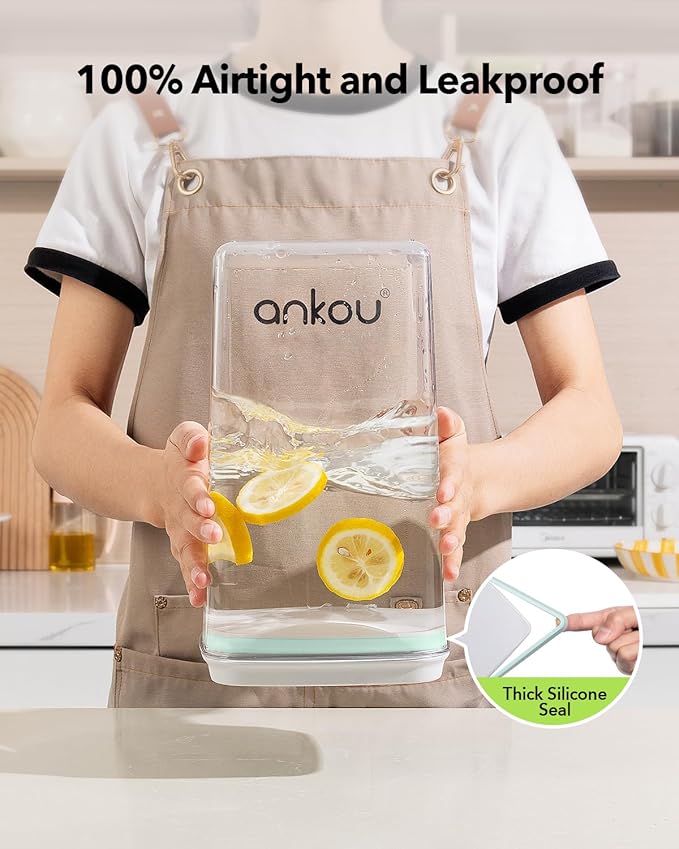 Ankou Airtight Food Storage Container with Pop Lid & 130ml Scoop, 4L/4.2qt *2 BPA-Free Cereal, Rice, Flour, Pasta & Snack Container
