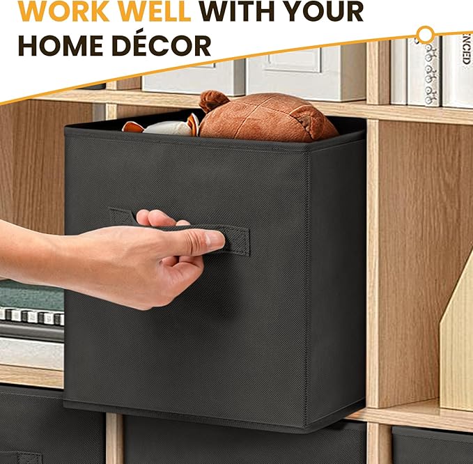 Large Storage Cubes- 13 Inch Cube Storage Bins for Organizing Shelves Kallax
