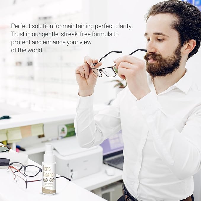 invera Eyeglass Cleaner Spray with Microfiber Cloth Kit, Lens Cleaner for Eyeglasses, Sunglasses, Camera Lenses & Electronic Screens, Gentle, Odor-Free, Compact 1.7 fl oz Lens Cleaner Spray