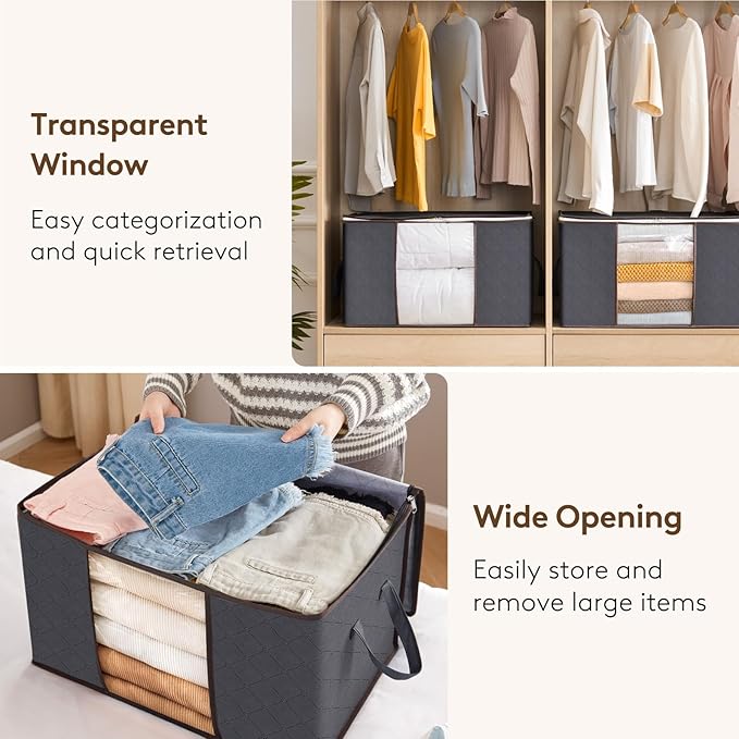 24 Pack 60L Clothes Storage Bins with Lids