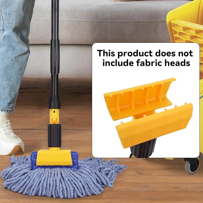 BeiLan Mop Handle Commercial Heavy Duty - 57 Inch Industrial Metal Mop Stick with Jaw Clamp Replacement for Floor Cleaning - Professional Gripper Mops Head Replacement Holder