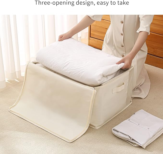 2 Pack Large Canvas Comforter Storage Bags Closet Organizer for Clothes Sweater