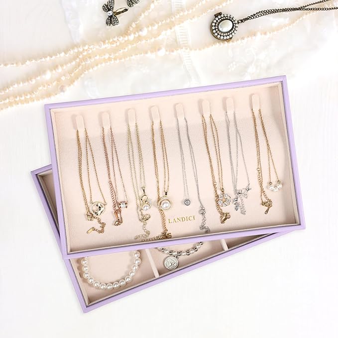 Stackable Jewelry Organizer Trays 4 Set, Lavender