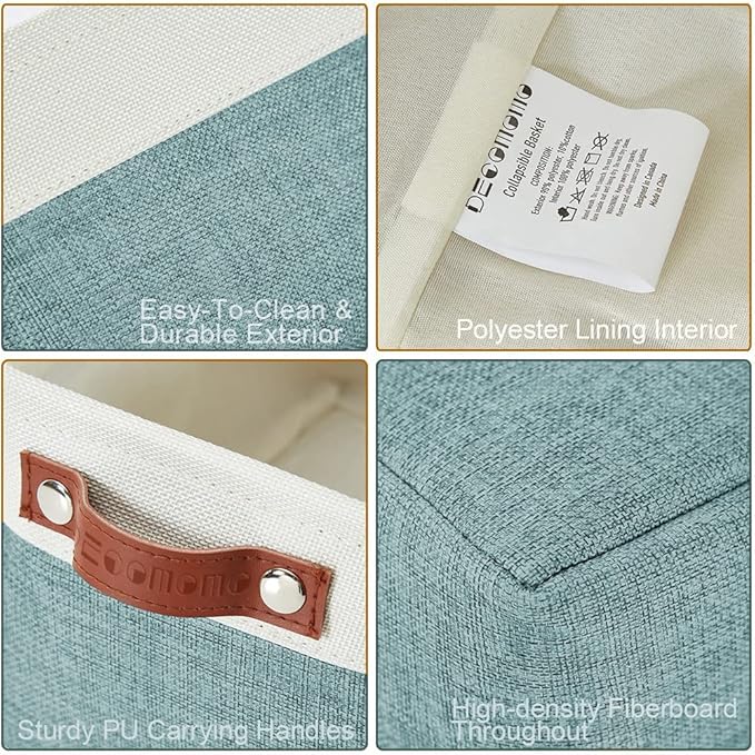 Small Storage Basket, Closet Storage Bins, Teal & White, Small - 6 Pack