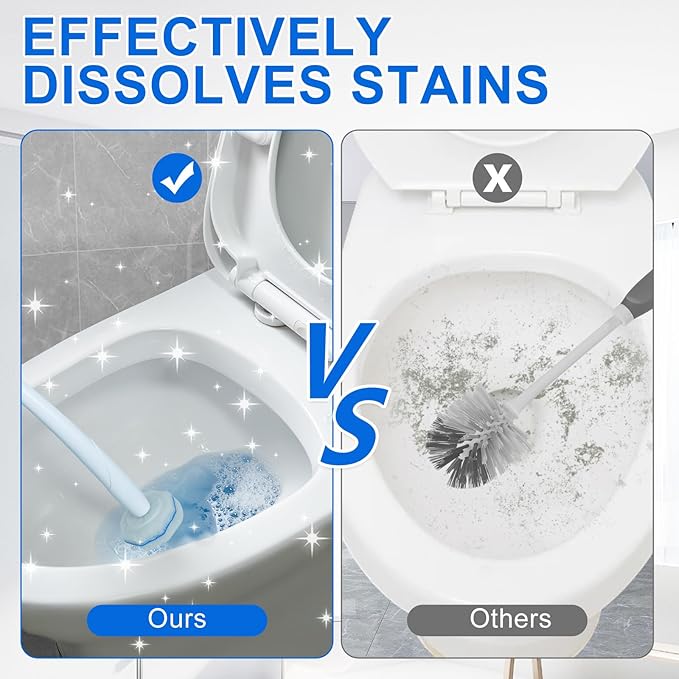 60pcs Disposable Toilet Bowl Wand Refills for Clorox,Replacement Brush Heads Compatible With Most Toilet Bowl Wand Refill System,Upgrade Fiber Cleaner Heads for Closestool Cleaning.
