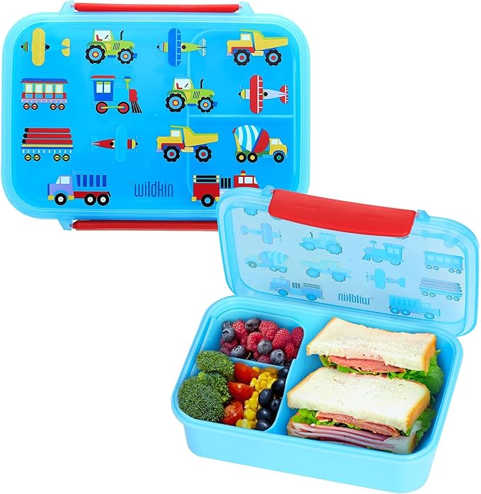 Wildkin Reusable Food Container for Kids – Airtight, Leak Resistant, Dishwasher Safe - Trains, Planes & Trucks