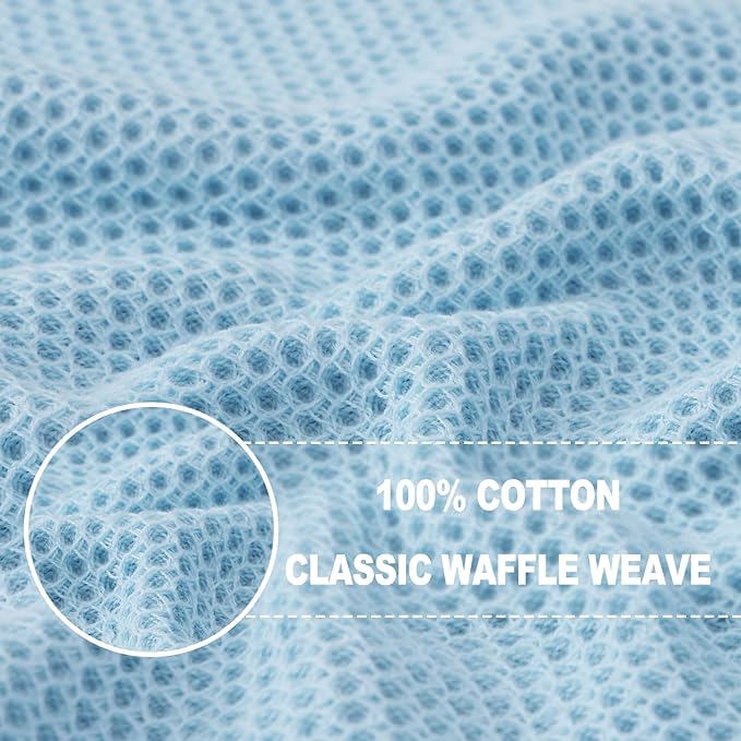 Homaxy 100% Cotton Waffle Weave Kitchen Dish Cloths, Ultra Soft Absorbent Quick Drying Dish Towels, 12 x 12 Inches, 12-Pack, Sky Blue