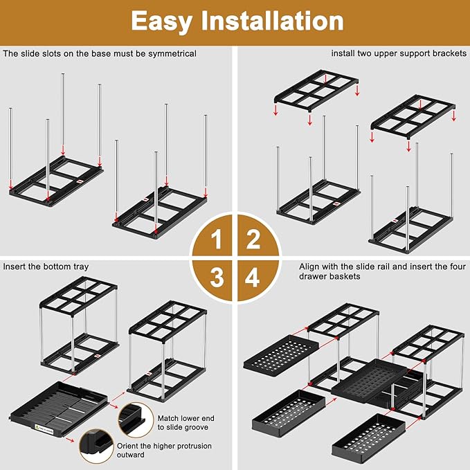 Expandable Under Sink Organizer, 2 Tier Under Cabinet Organizer