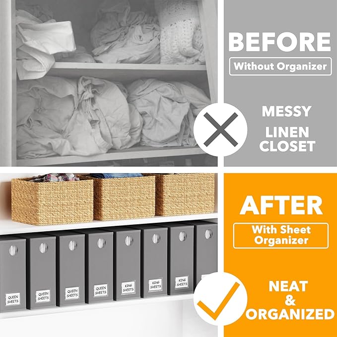 10 Pack Bed Sheet Organizers and Storage, Gray