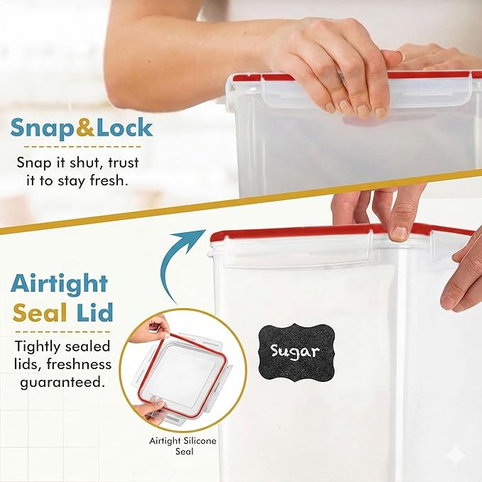 Shazo 2 PC (9.5L | 321 Oz) Extra Large Bulk Food Storage Containers with Airtight Lids for Flour, Sugar, Rice, Cereal & Pasta - Leakproof