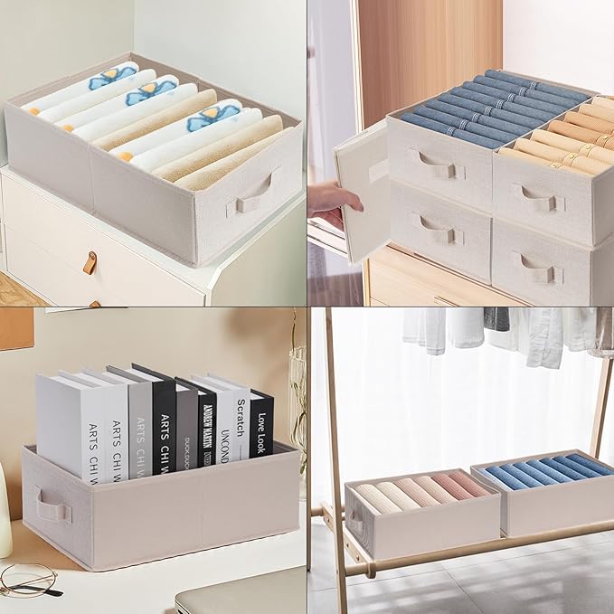Clothings Collapsible Storage Bins, Flaxen, 15.4x11.4x5.5inch