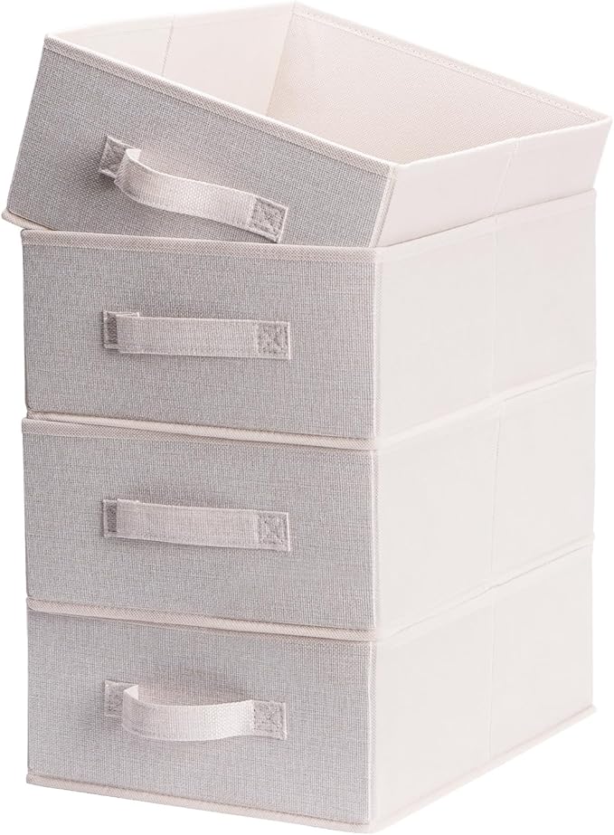 Clothings Collapsible Storage Bins, Flaxen, 15.4x11.4x5.5inch