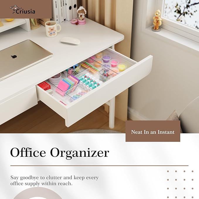 14 PCS Clear Plastic Drawer Organizer Set