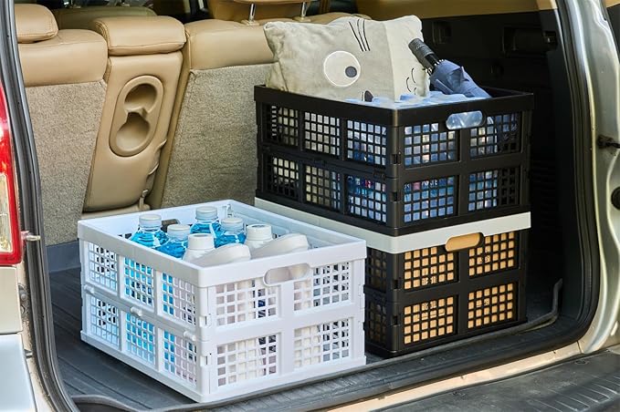 3-Pack Plastic Collapsible Storage Crates-30L, Black