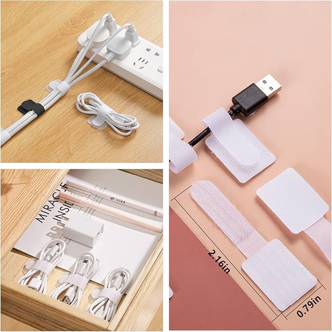 ELII 327PCS White Cable Management Kit 4 Cable Cable Sleeves, 65 Cable Clips with 13Cord Holders,20+5Roll Cable Organizer Straps,200 Fastening Cable Ties,20 Cable Zip Tie Mounts for Computer (White)