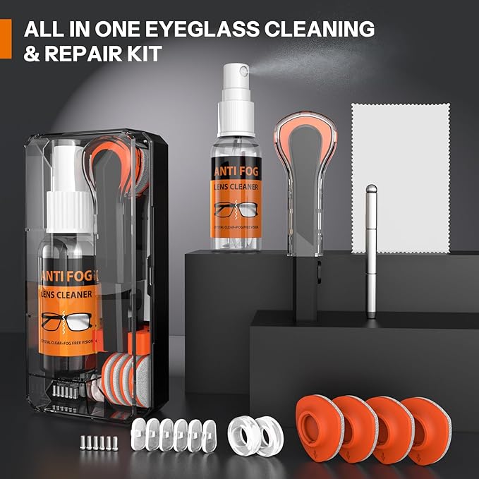 Glasses Cleaner,8 in 1 Glasses Cleaning Kit with 24H Anti Fog Eyeglass Cleaner Spray| Portable Glasses Cleaner Tool|Eye Glass Clean Cloths
