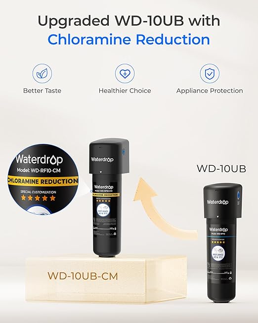Waterdrop 10UB-CM Under Sink Water Filter System for 99% Chloramine Reduce, Ideal for California, Florida and Washington, NSF/ANSI 42 Certified